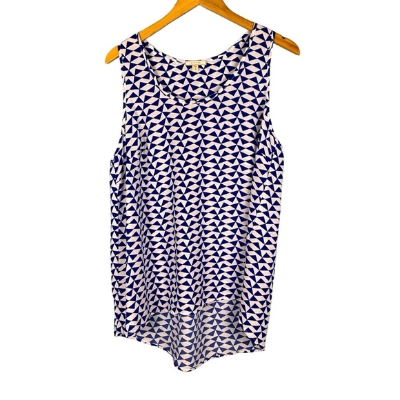 Pleione Women's Size XL Navy Blue and White Hi Low Hem Tank Top Made In USA - Picture 1 of 7